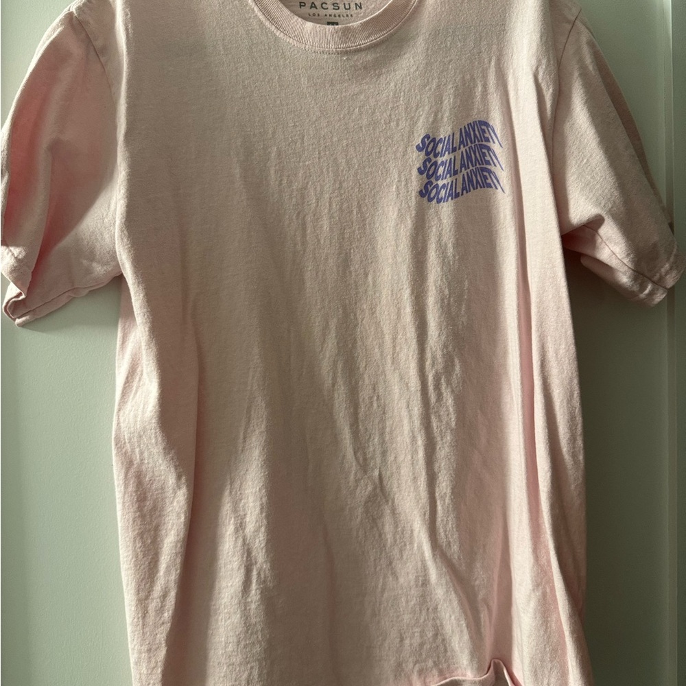 PacSun Light Pink Tee with Purple Graphic